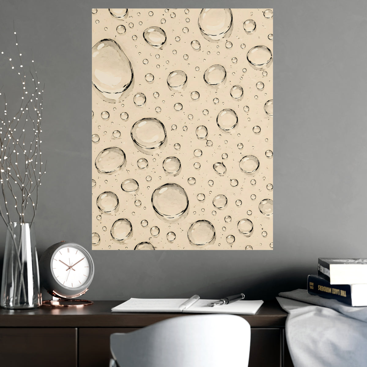 Water Drops — water drops, shown framed on a wall