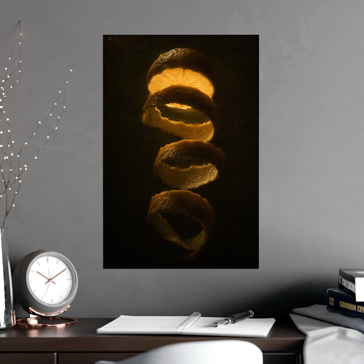Lemon, Backlit — lemon, backlit, shown framed on a wall