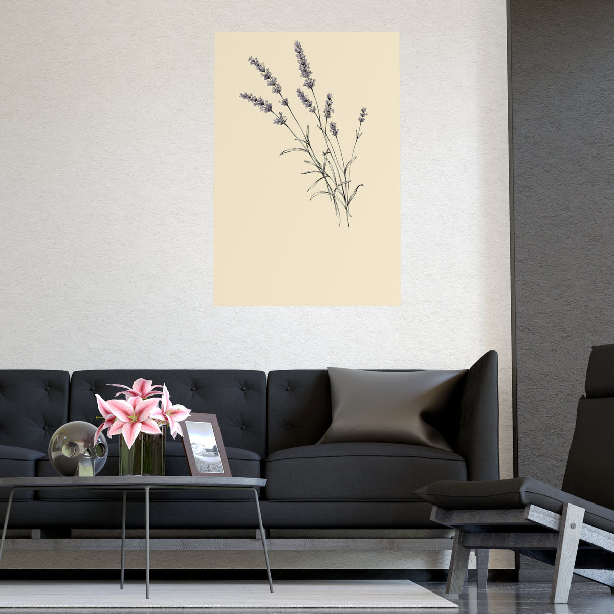 Lavender Sprig — lavender sprig, shown framed on a wall