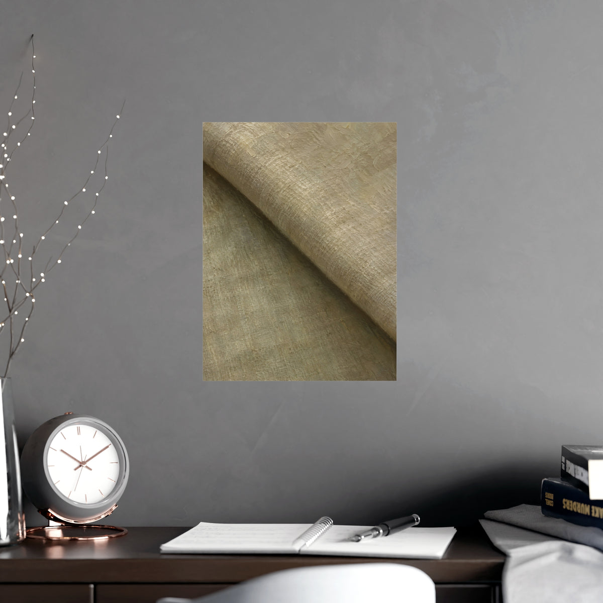 Folded Linen — folded linen, shown framed on a wall