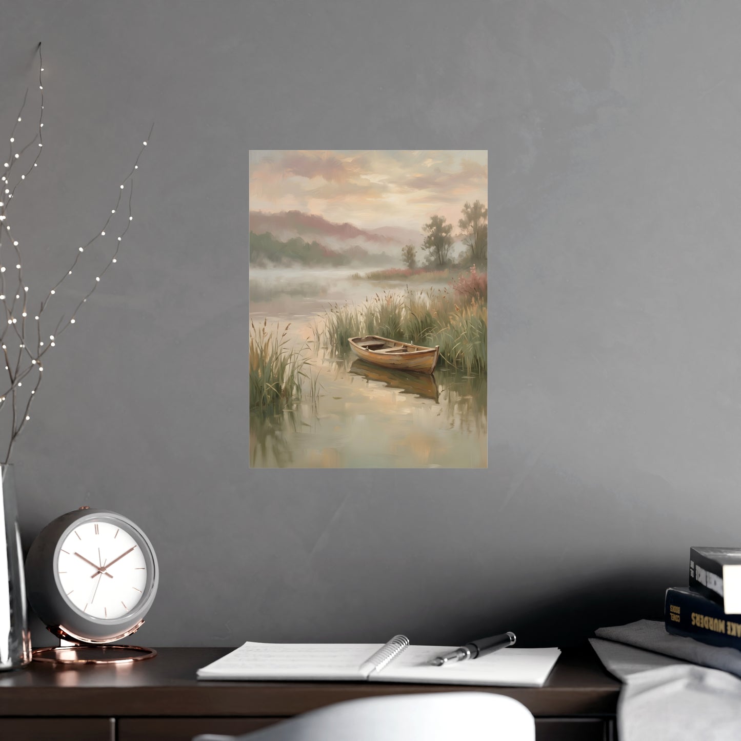 Rowboat at Dawn | Romantic Oil Painting Print | Wall Art