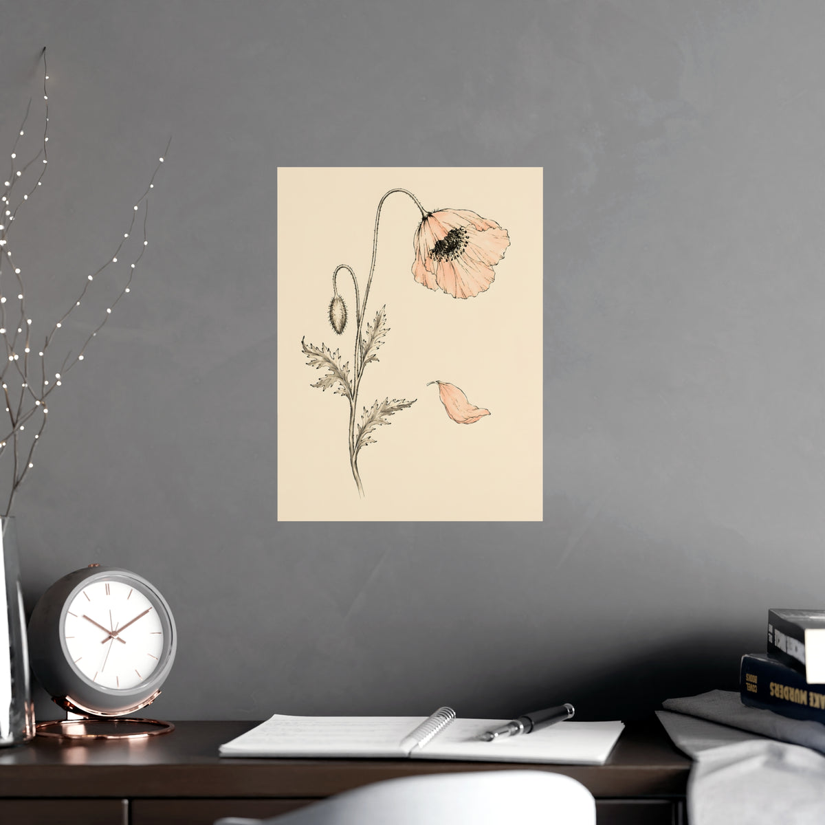 Wild Poppy — wild poppy, shown framed on a wall
