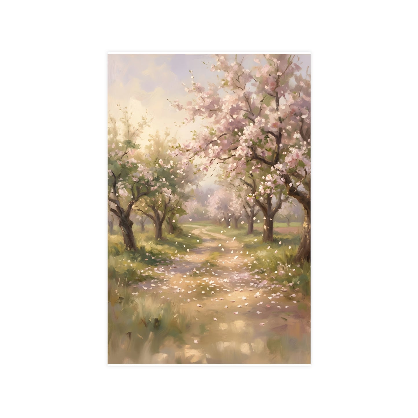 Orchard Path in Spring | Romantic Oil Painting Print | Wall Art