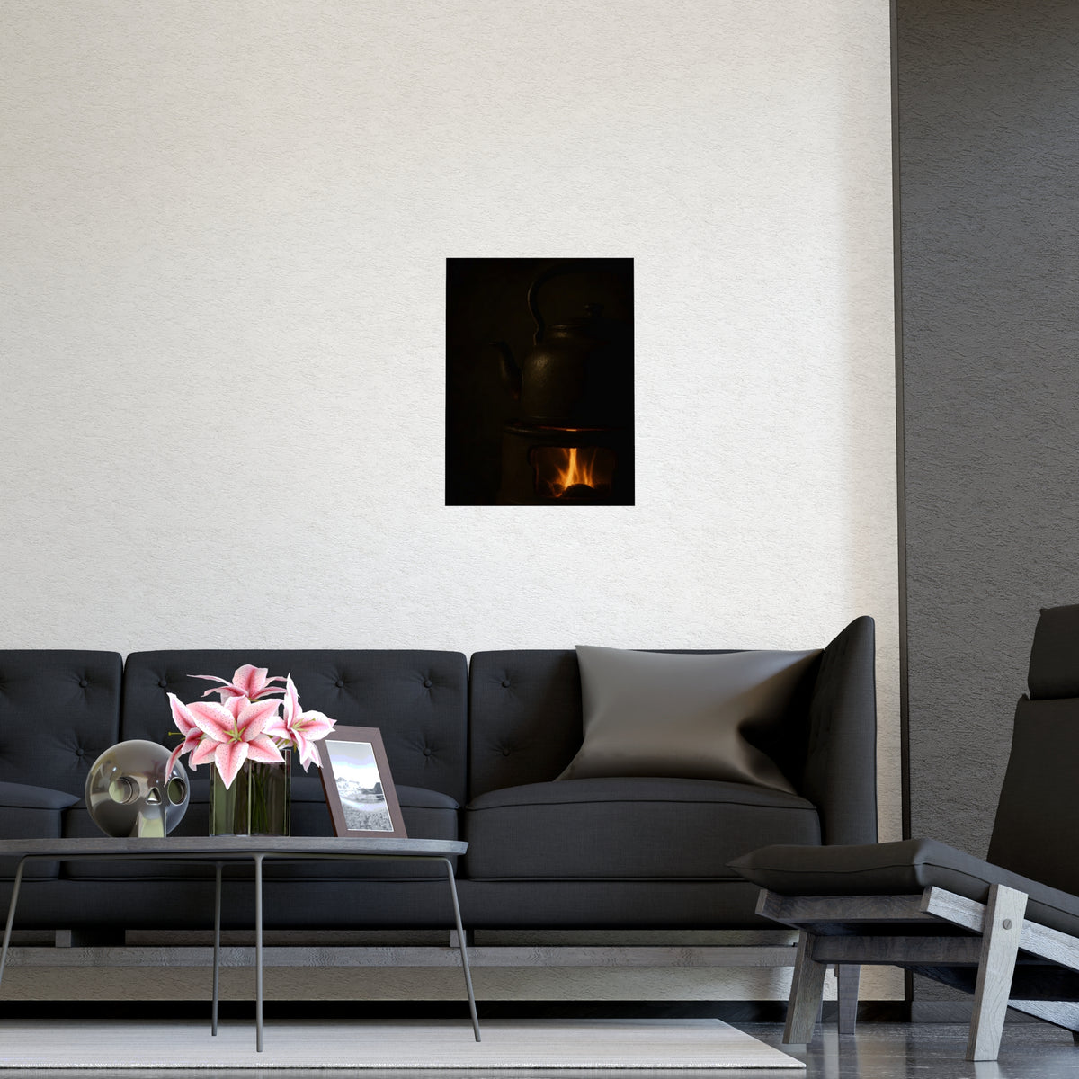 Under the Kettle — under the kettle, shown framed on a wall