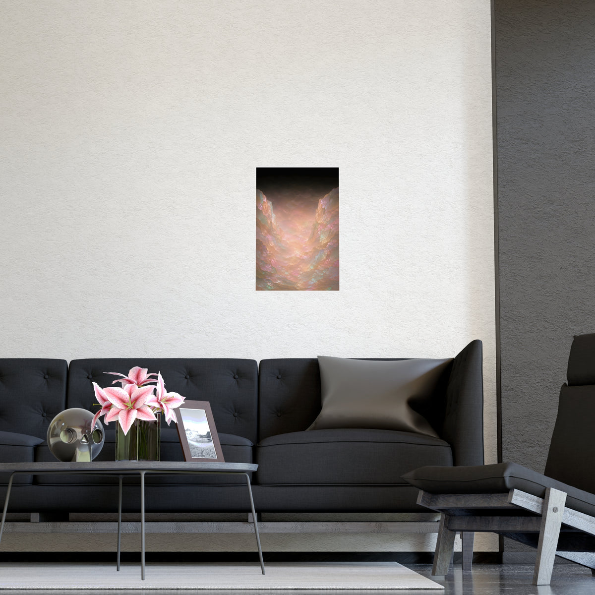 The Gap Between — the gap between, shown framed on a wall