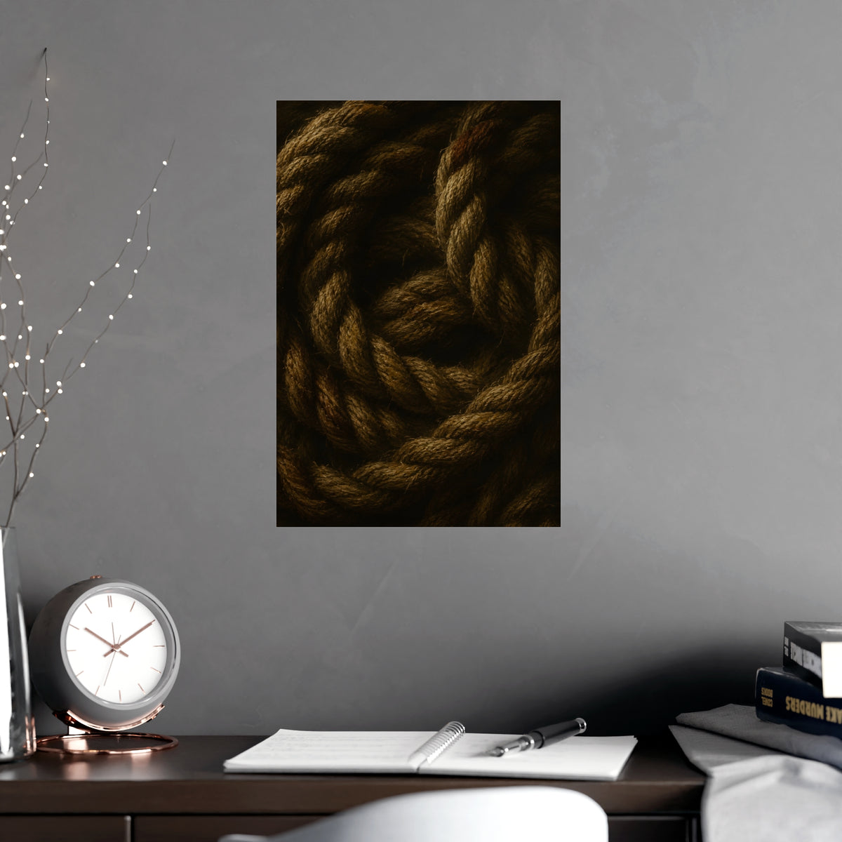 Coil of Rope — coil of rope, shown framed on a wall
