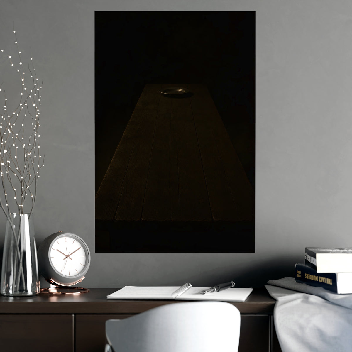 The Far End of the Table — the far end of the table, shown framed on a wall