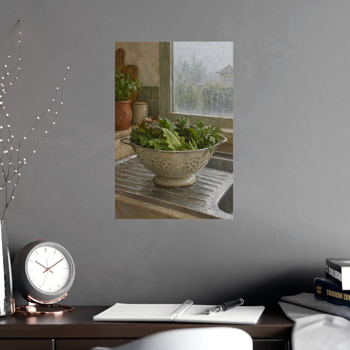 A Rainy Morning — a rainy morning, shown framed on a wall