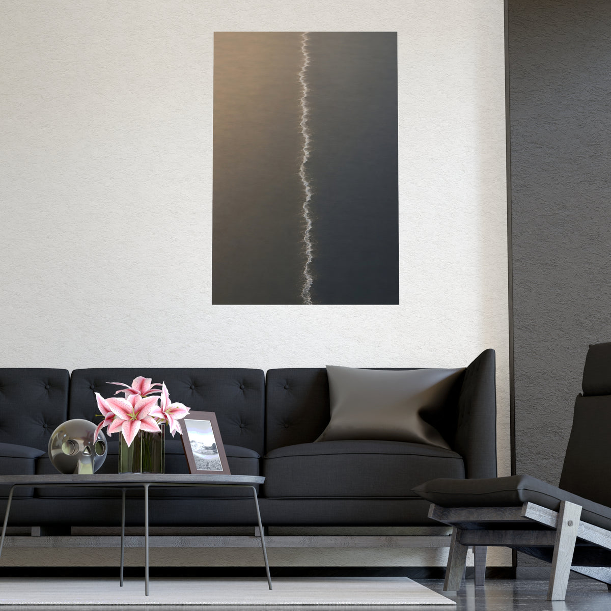 One Line, from Above — one line, from above, shown framed on a wall