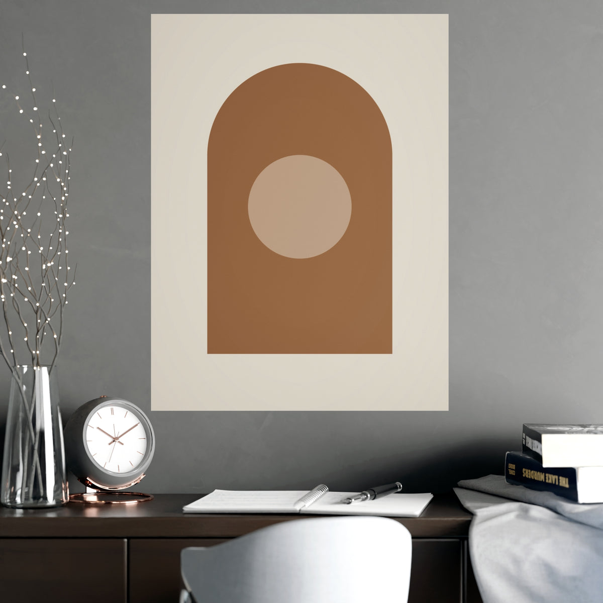 Warm Earth Arch Boho Wall Art — arch in a warm earth palette, shown framed on a wall