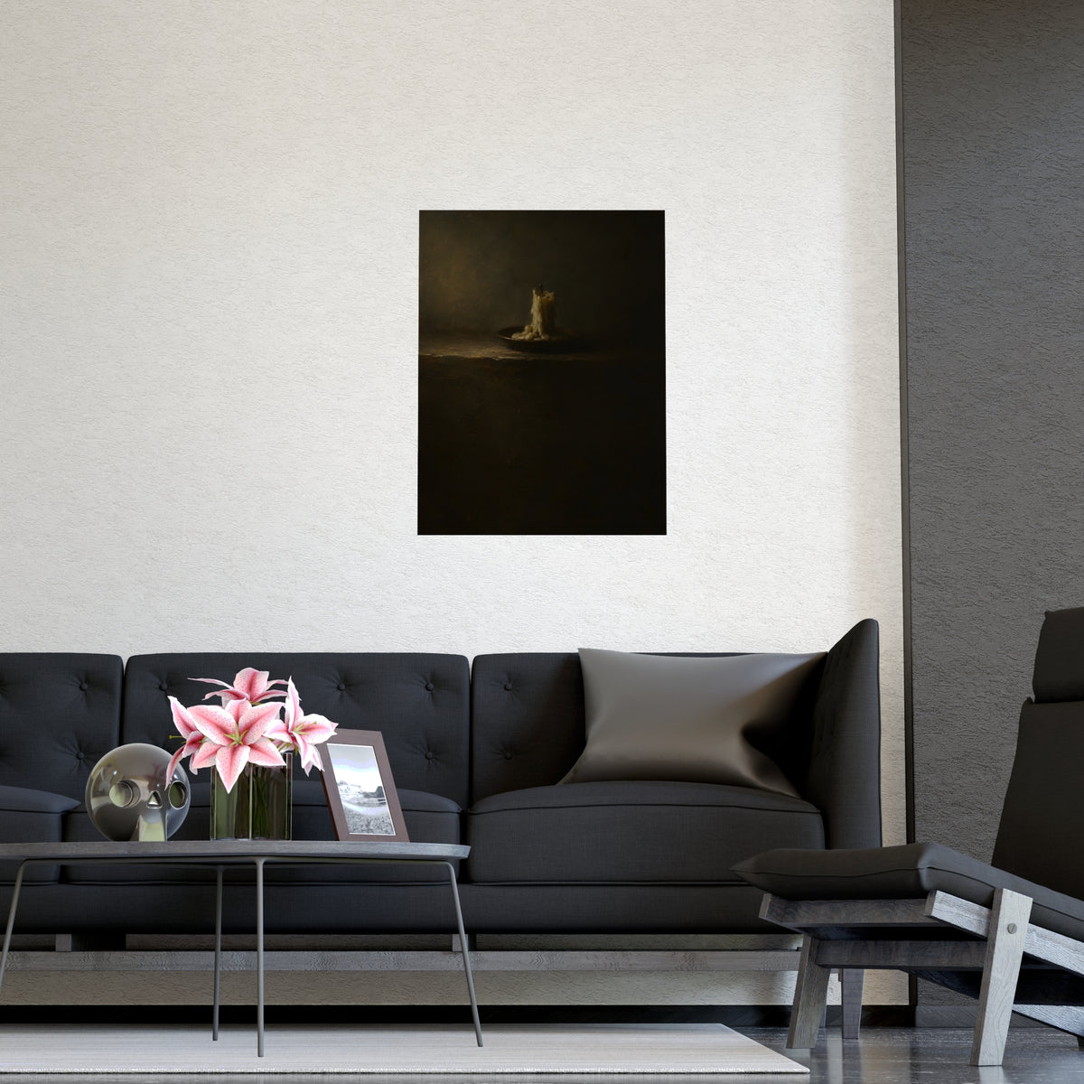 One Candle, Burnt Down — one candle, burnt down, shown framed on a wall