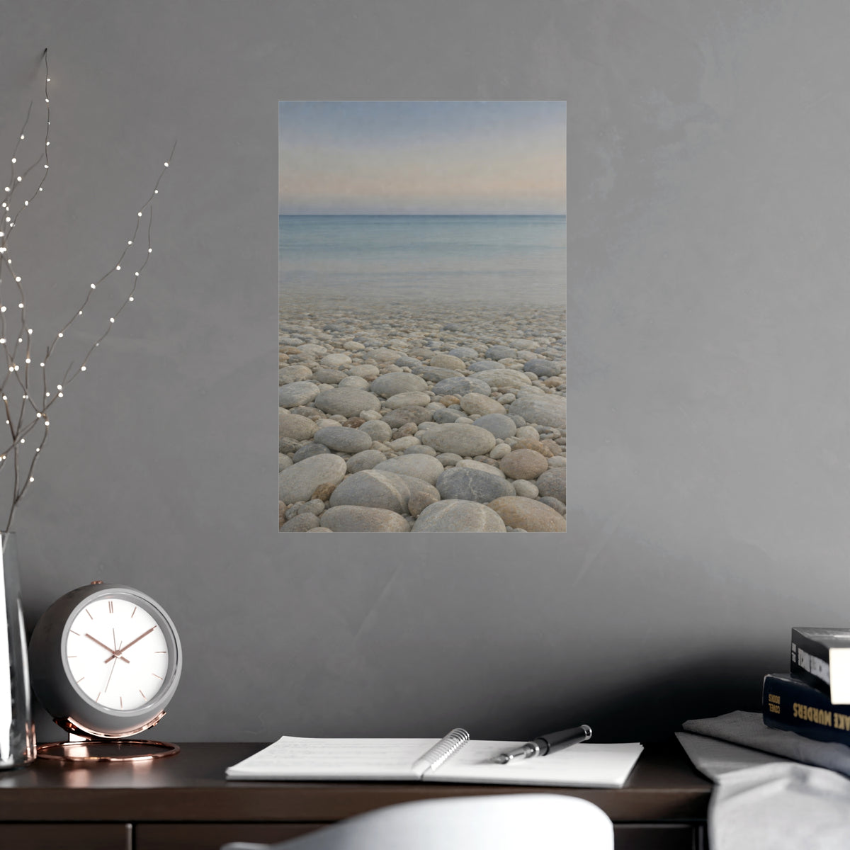 Pebbles Up Close — pebbles up close, shown framed on a wall