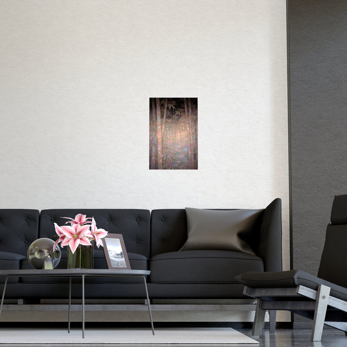 Bamboo in Mist — bamboo in mist, shown framed on a wall