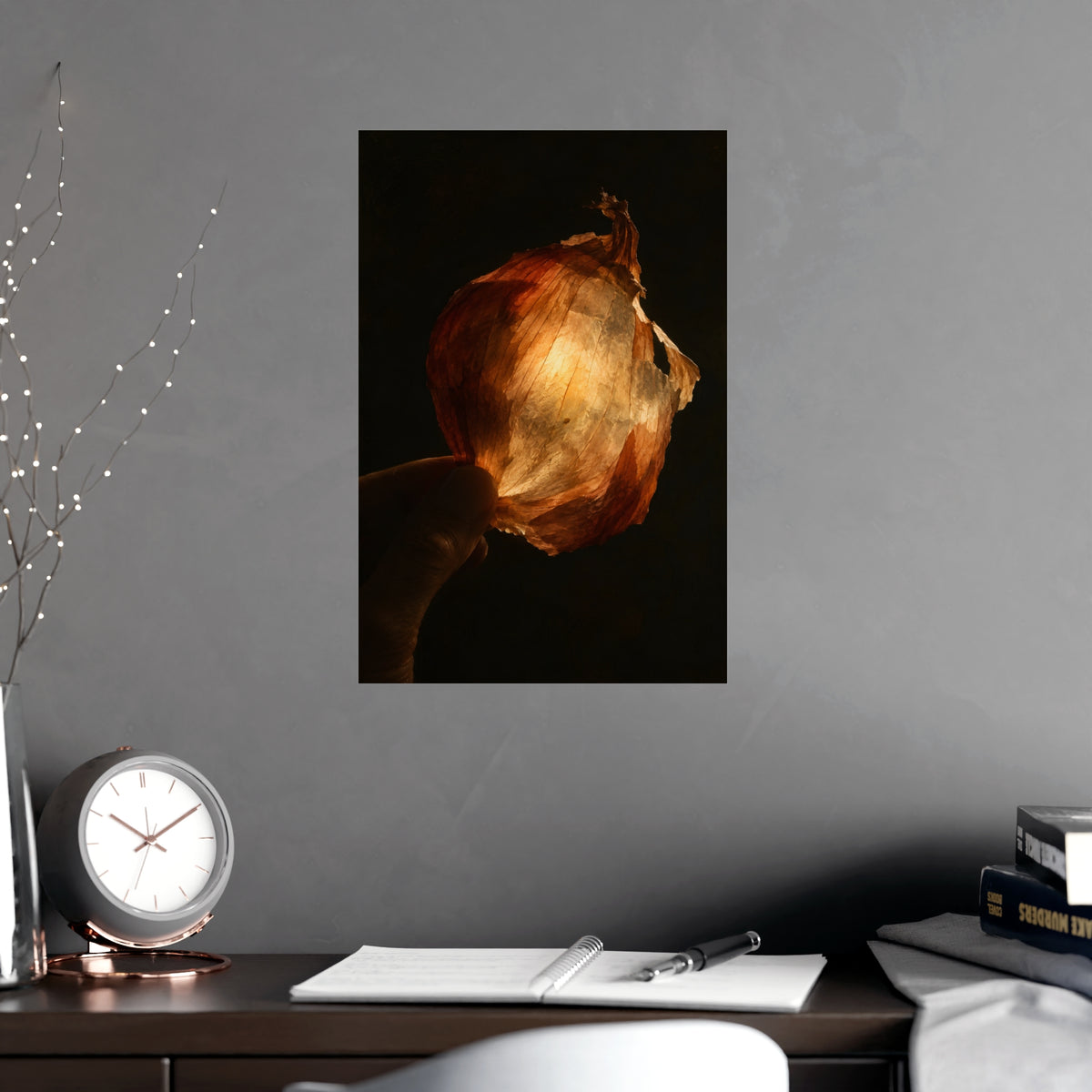 Through the Onion Skin — through the onion skin, shown framed on a wall