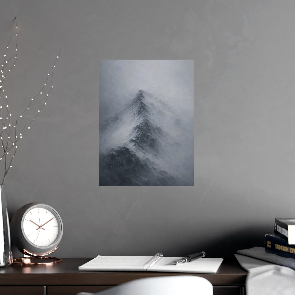 Through the Snow — through the snow, shown framed on a wall