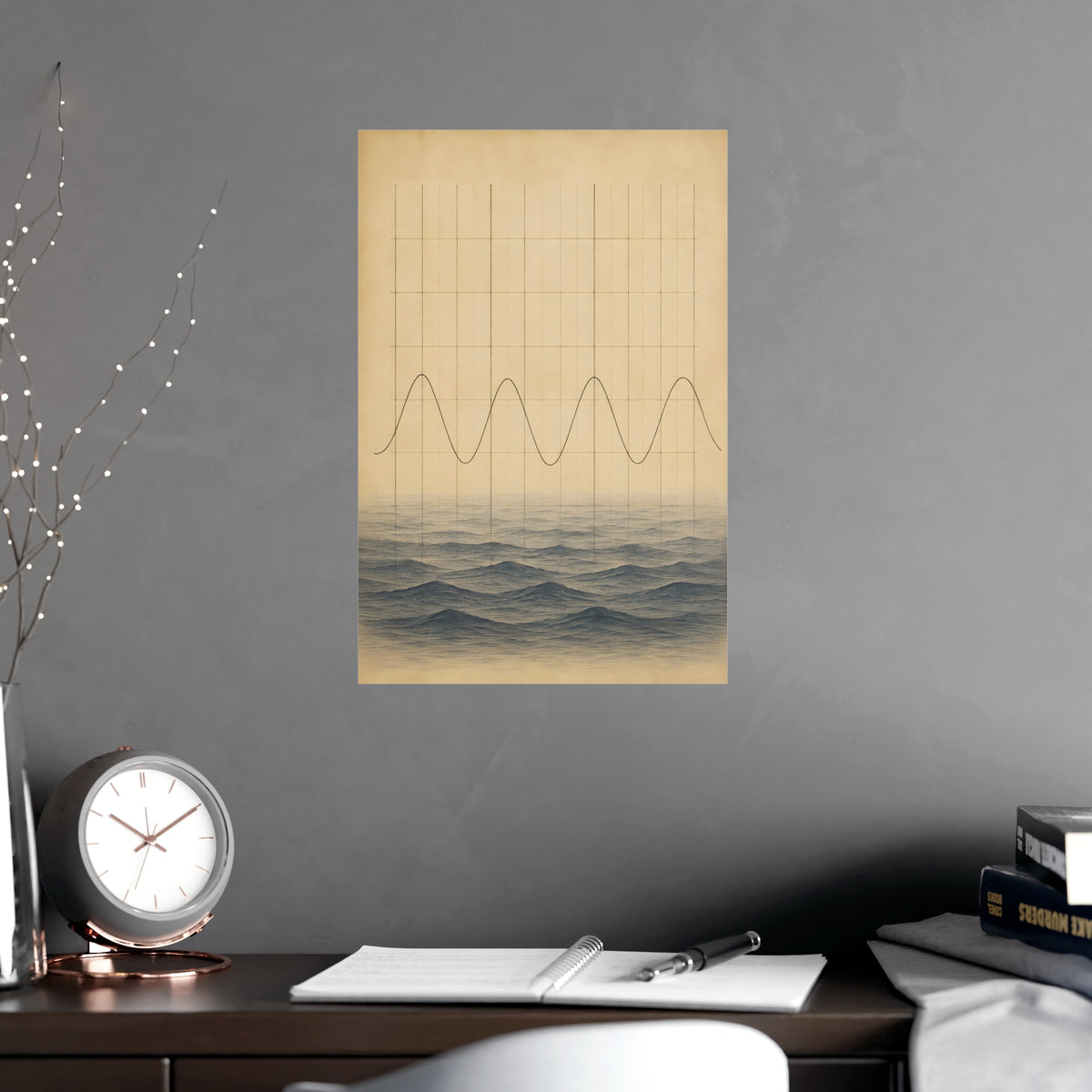 Tide Chart — tide chart, shown framed on a wall