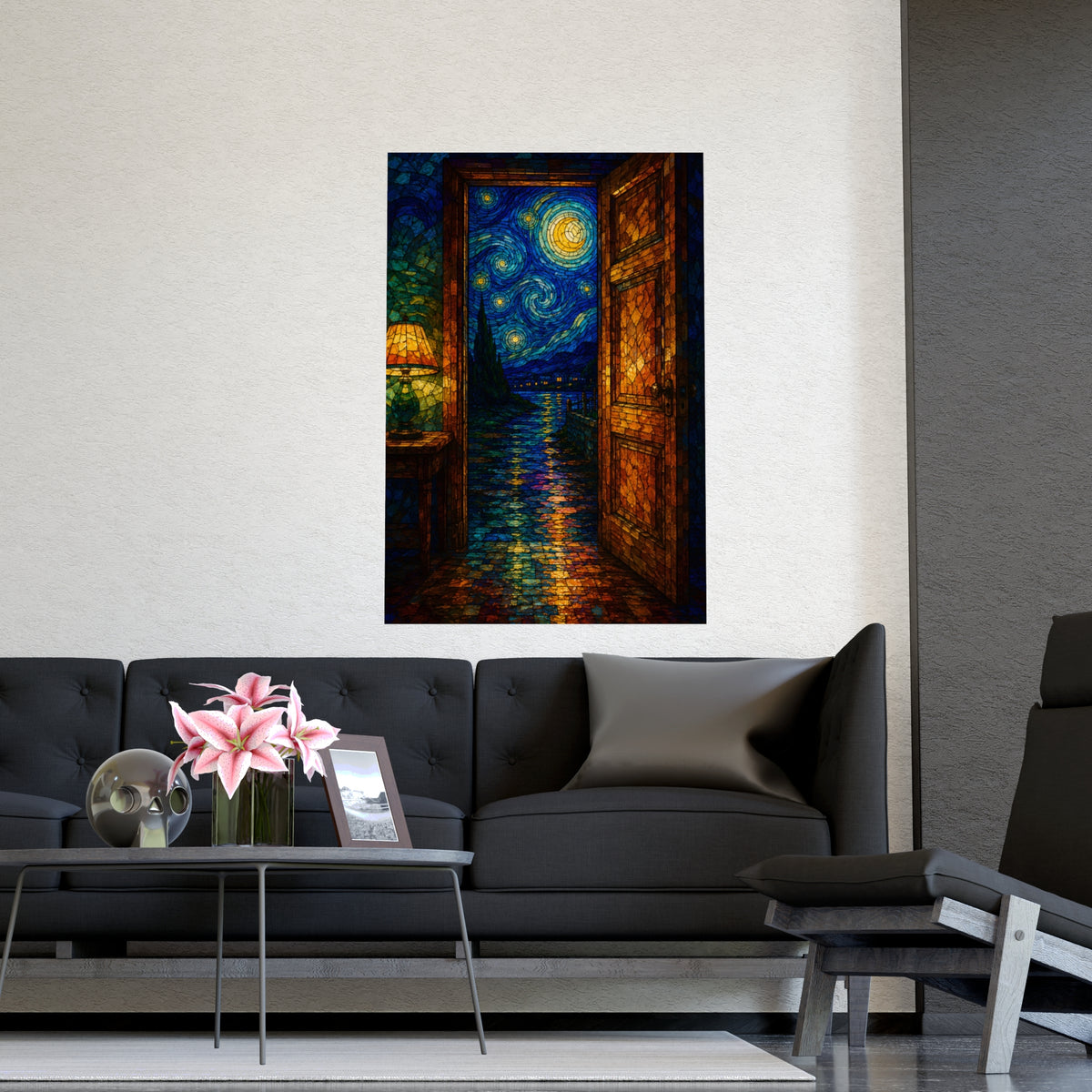 Out through the Door — out through the door, shown framed on a wall