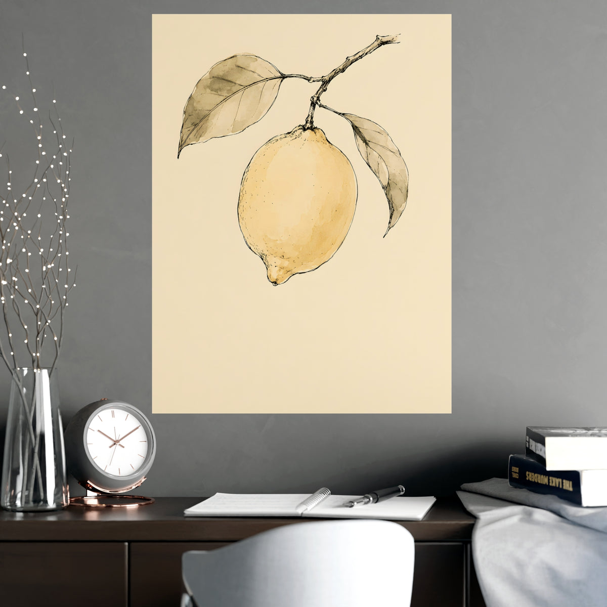Lemon Branch — lemon branch, shown framed on a wall