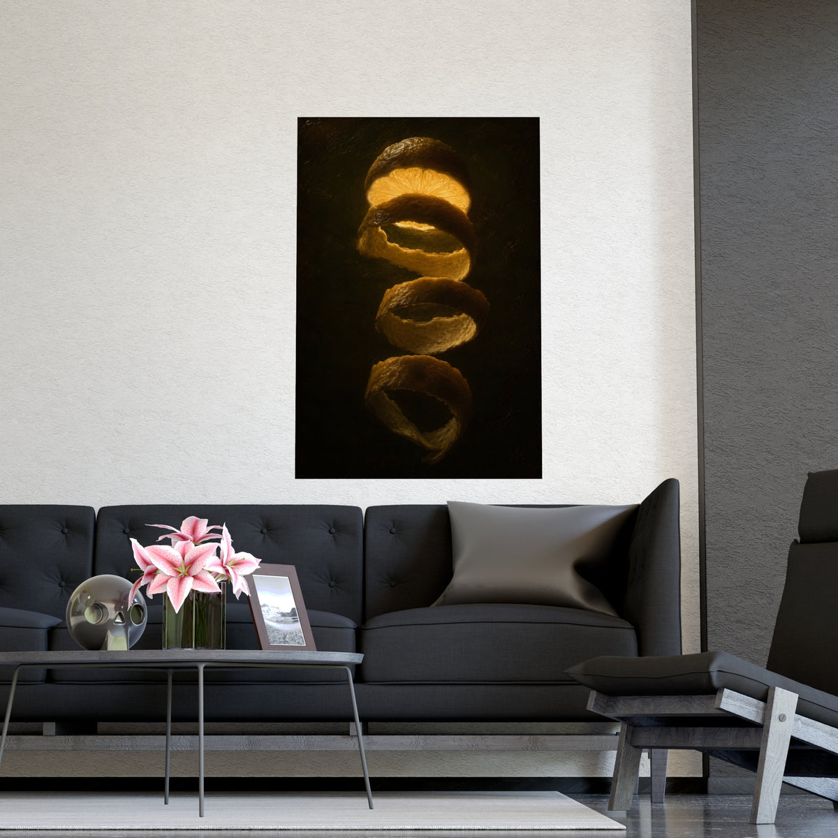 Lemon, Backlit — lemon, backlit, shown framed on a wall