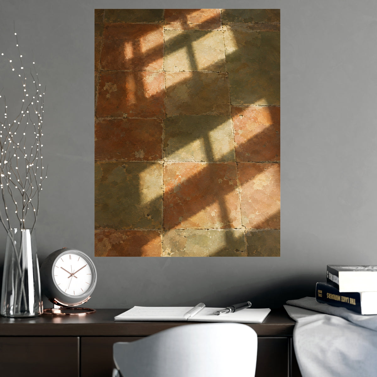 Light on the Tiles — light on the tiles, shown framed on a wall