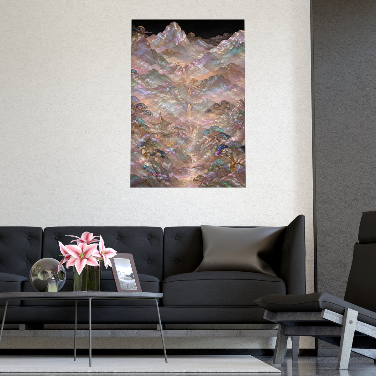 Valley in Bloom — valley in bloom, shown framed on a wall