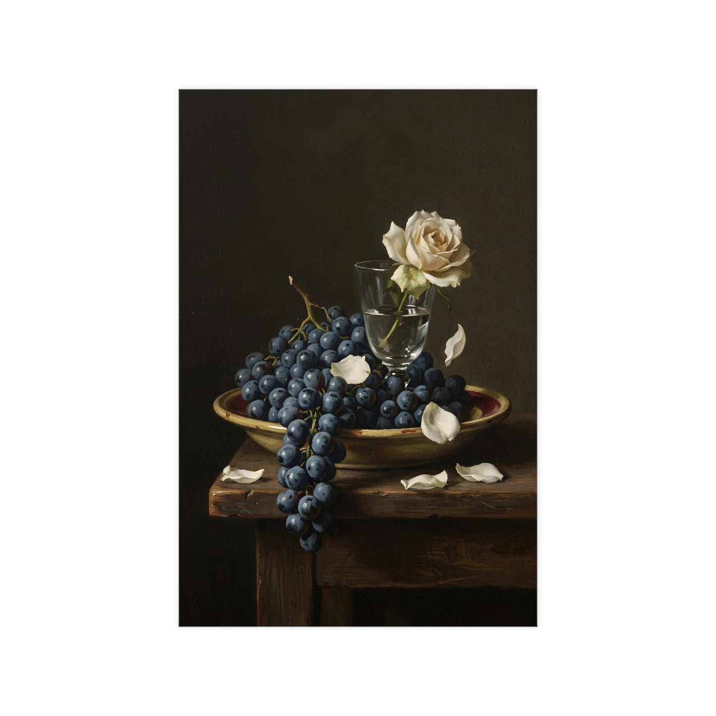 Grapes and a White Rose — grapes and a white rose, 12x16 in print