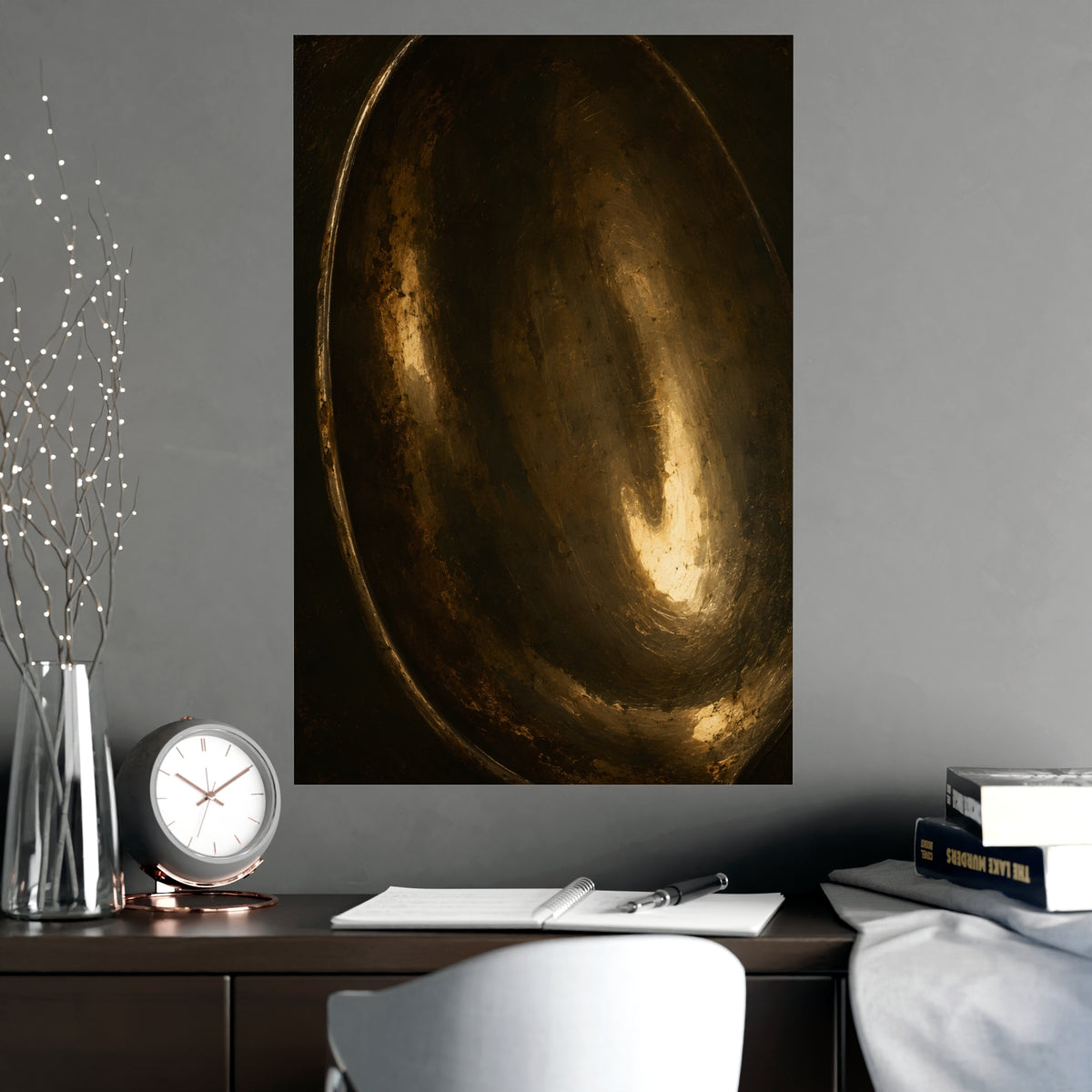 Tarnished Silver — tarnished silver, shown framed on a wall