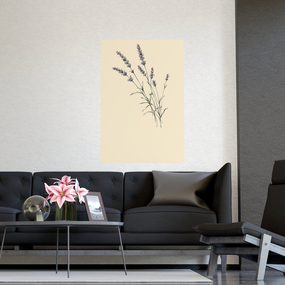 Lavender Sprig — lavender sprig, shown framed on a wall