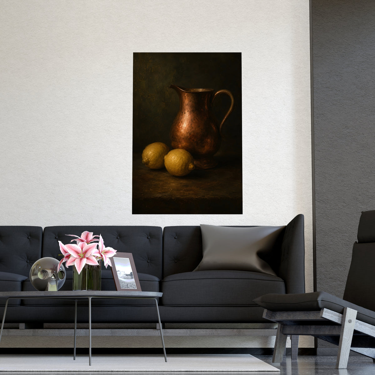 Copper and Lemons — copper and lemons, shown framed on a wall
