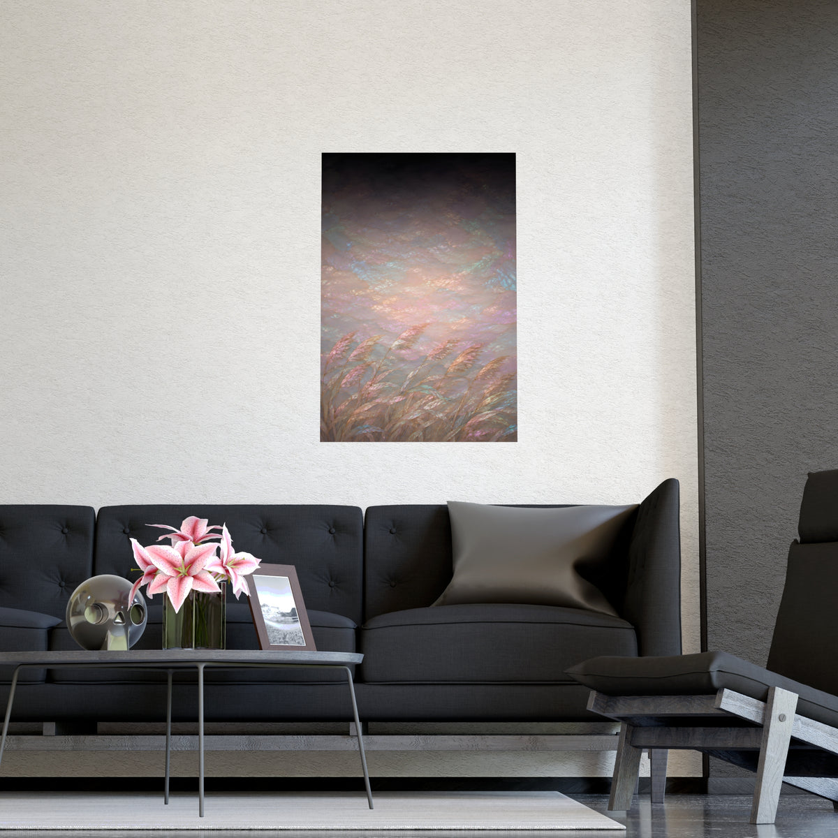 Reeds and Wind — reeds and wind, shown framed on a wall