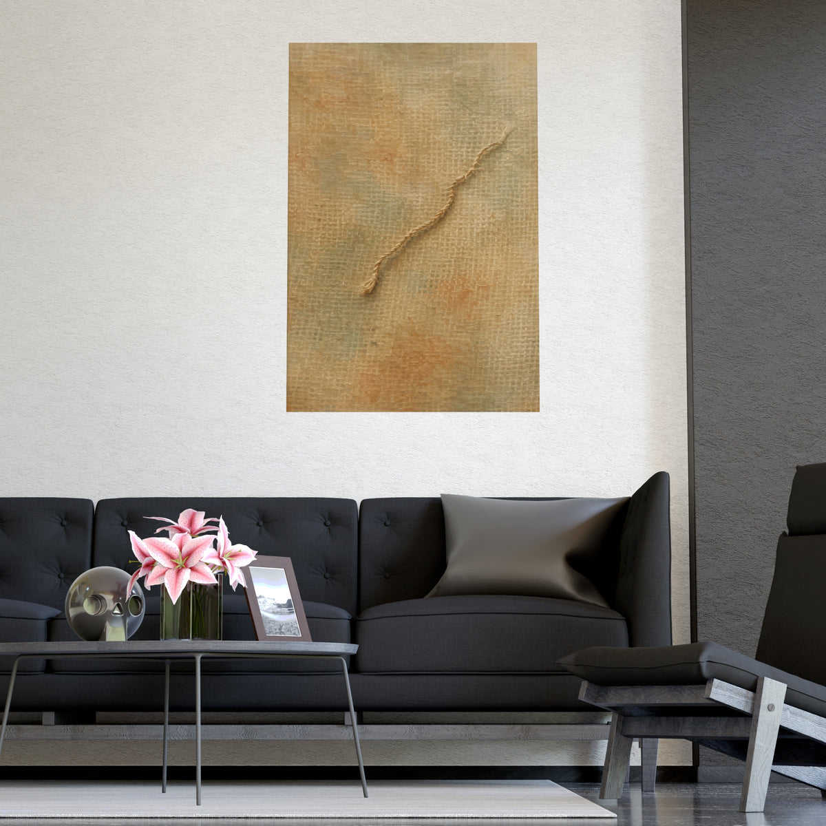 One Loose Thread — one loose thread, shown framed on a wall