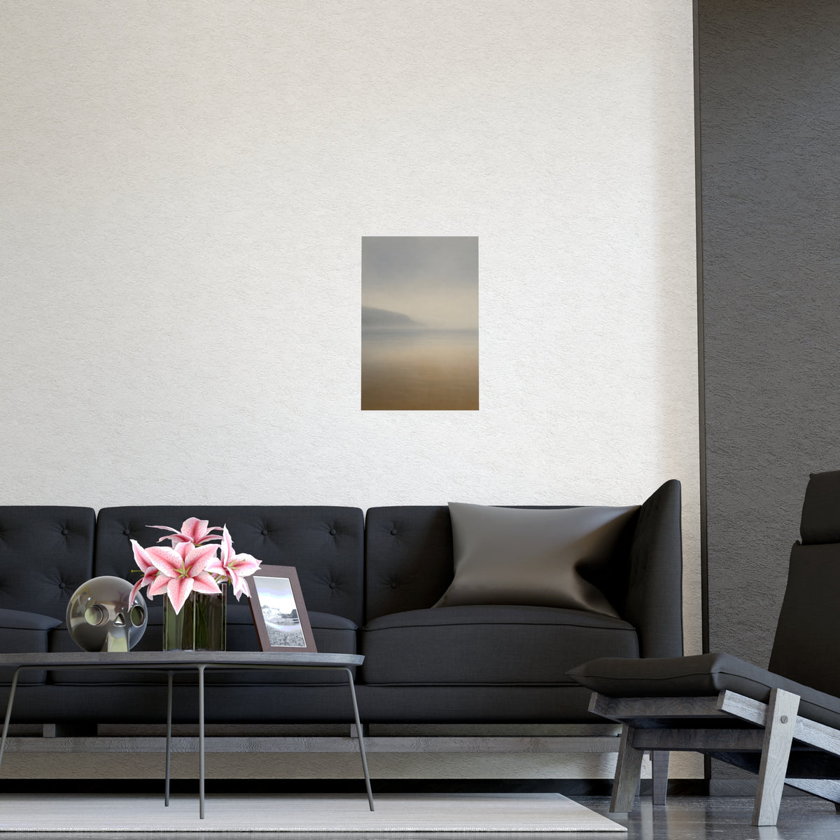Headland in Mist — headland in mist, shown framed on a wall