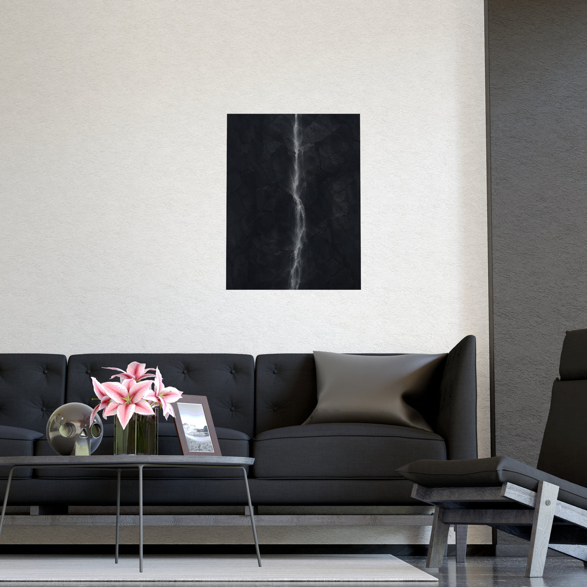 A White Thread — a white thread, shown framed on a wall
