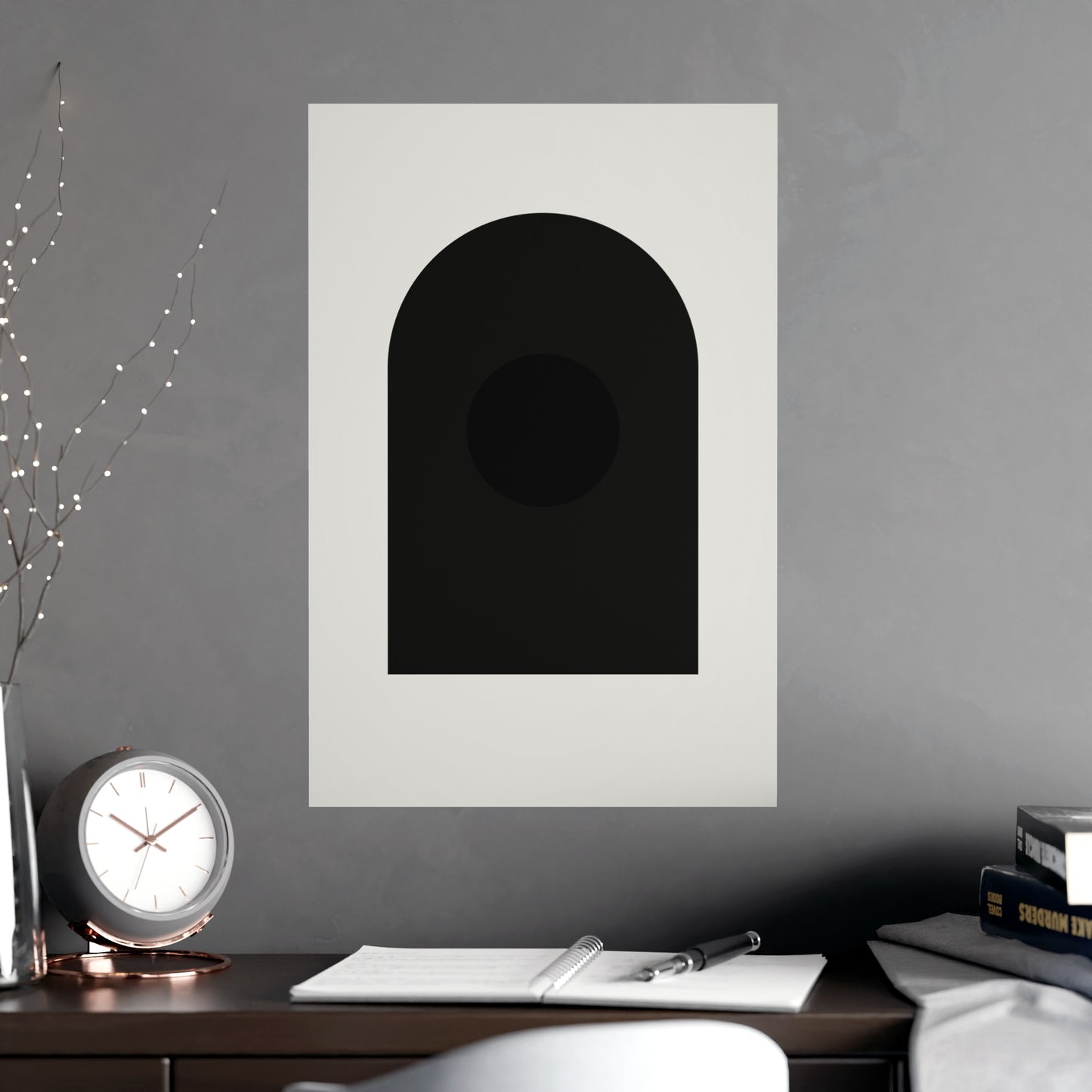 Charcoal Cream Arch Modern Wall Art | Living Room Print