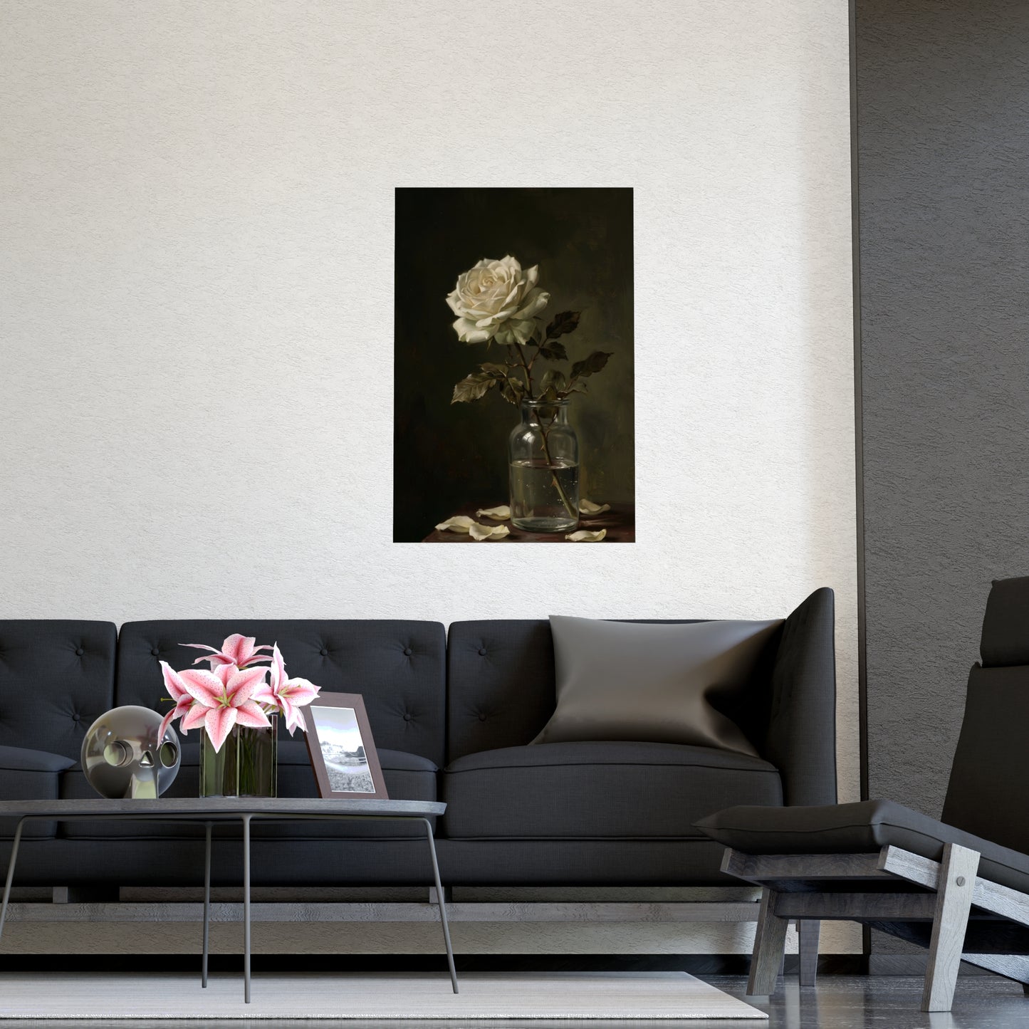 White Rose, Falling | Dark Still Life Print | Wall Art