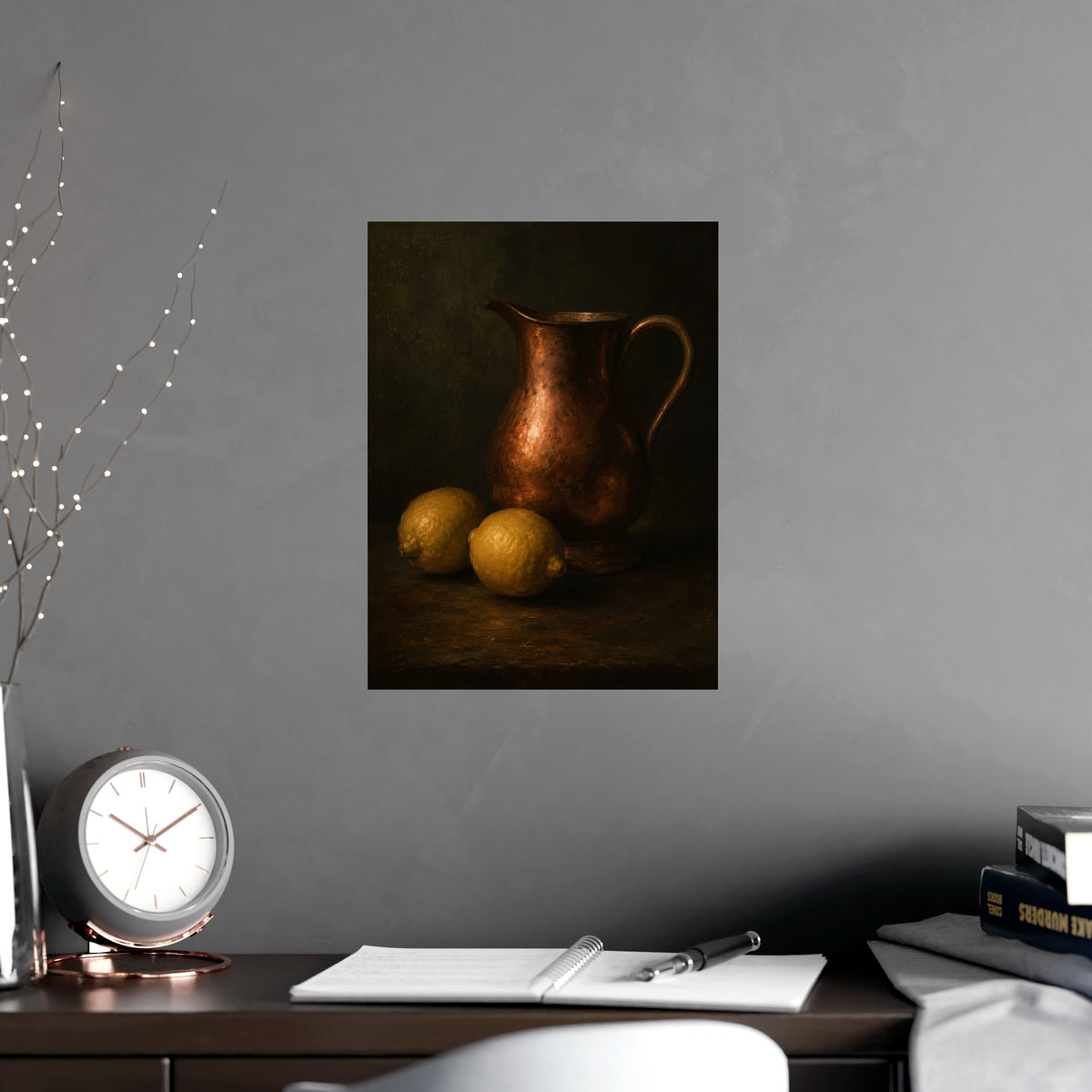 Copper and Lemons — copper and lemons, shown framed on a wall