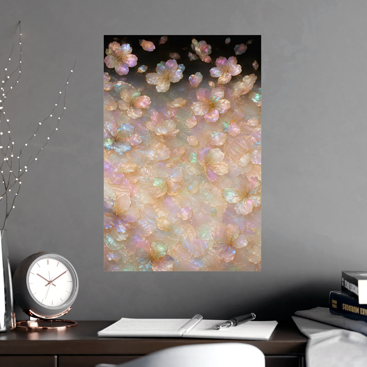 Petals, Scattered — petals, scattered, shown framed on a wall