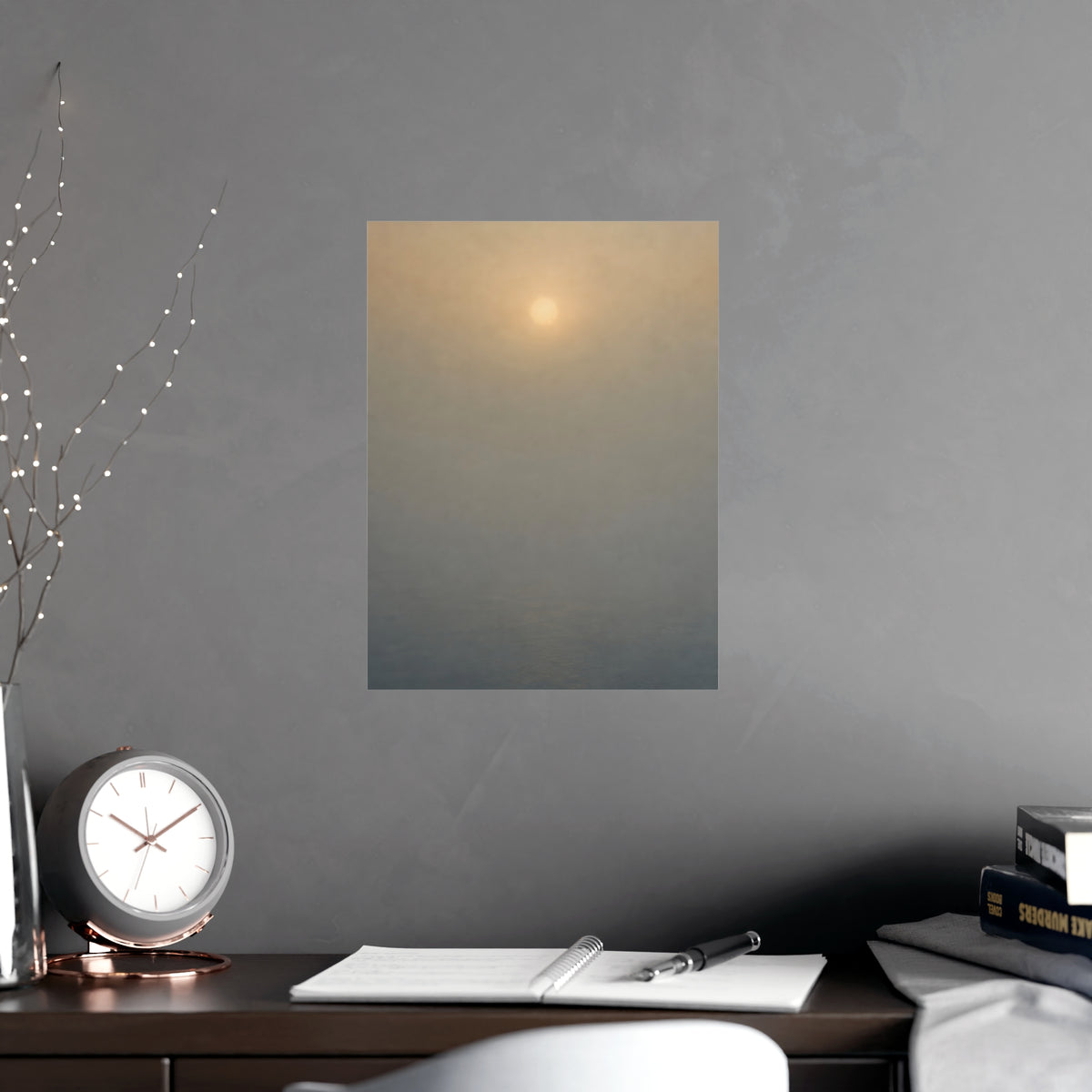 Sun Behind Fog — sun behind fog, shown framed on a wall