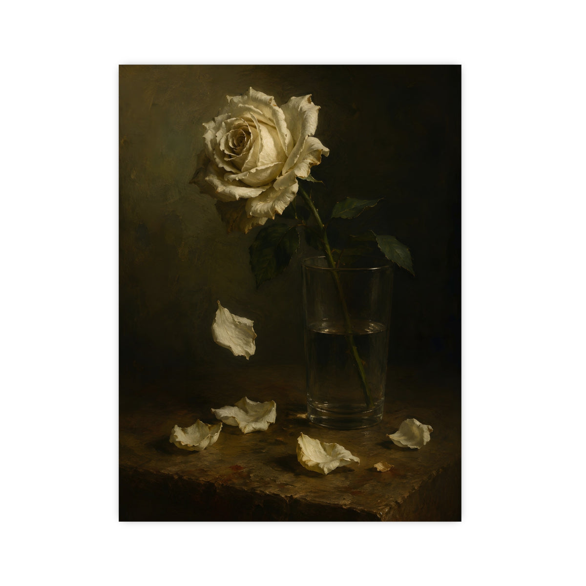 White Rose, Falling — white rose, falling, 12x16 in print