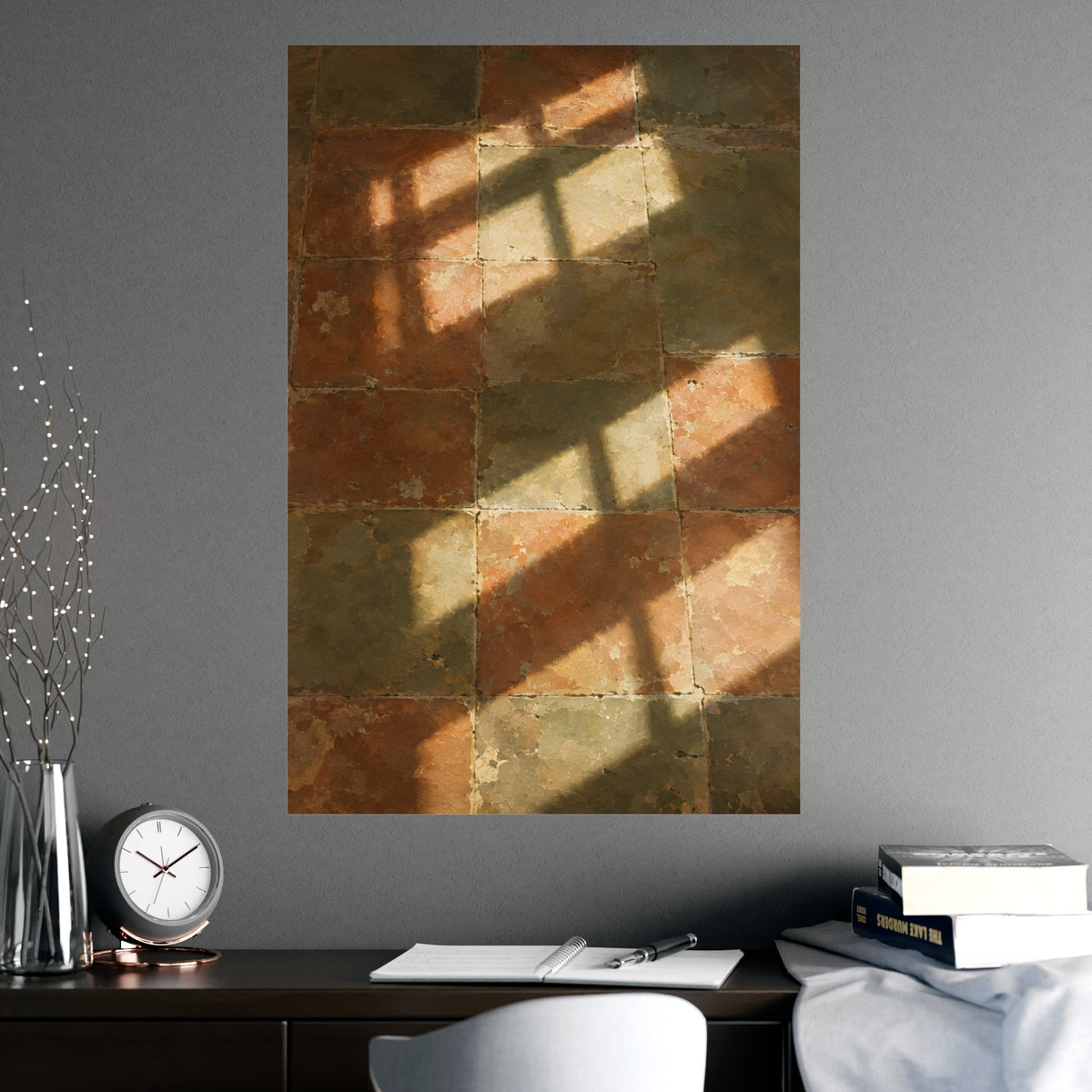Light on the Tiles — light on the tiles, shown framed on a wall