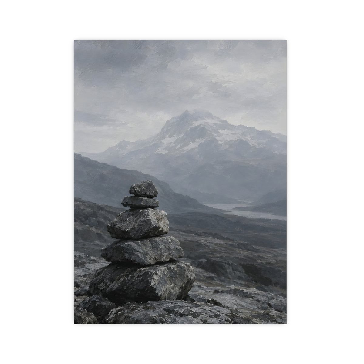 Cairn and Mountain — cairn and mountain, 12x16 in print