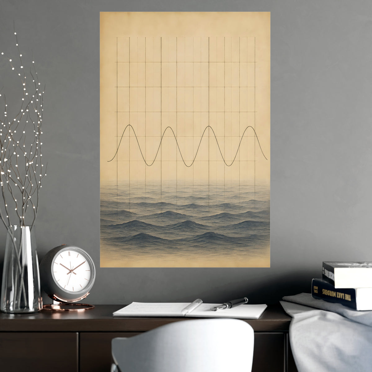 Tide Chart — tide chart, shown framed on a wall