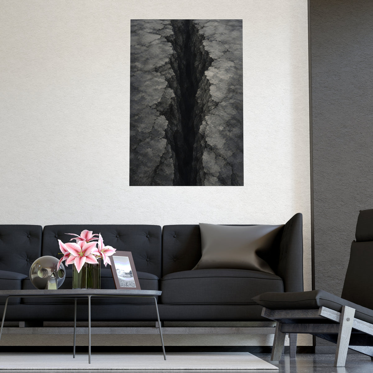 Fissure, from Above — fissure, from above, shown framed on a wall