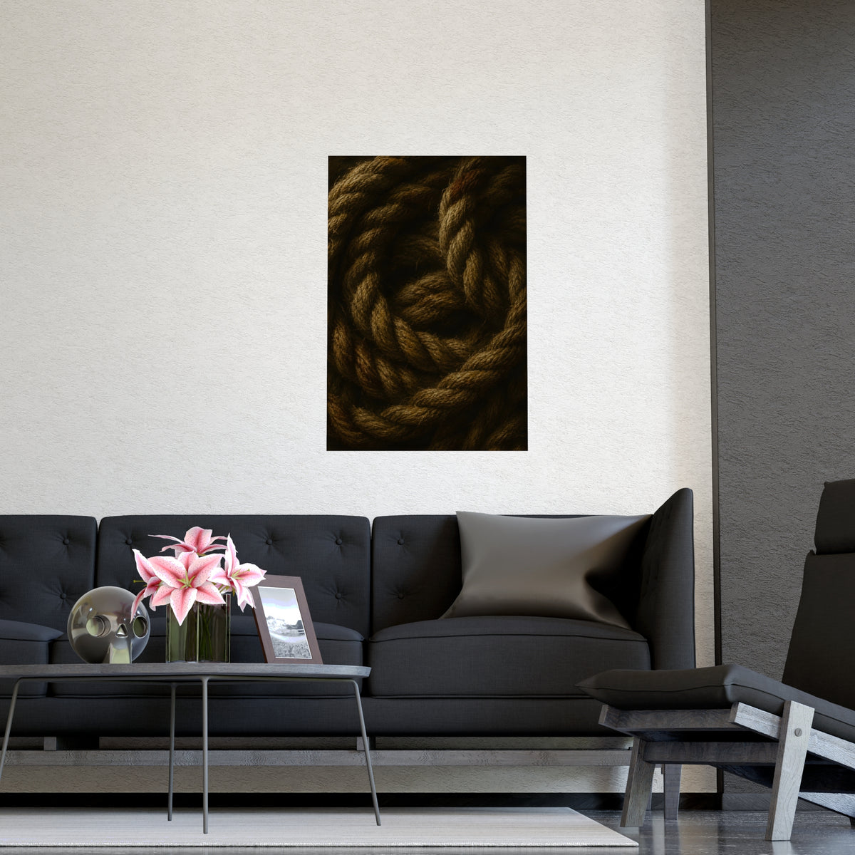 Coil of Rope — coil of rope, shown framed on a wall