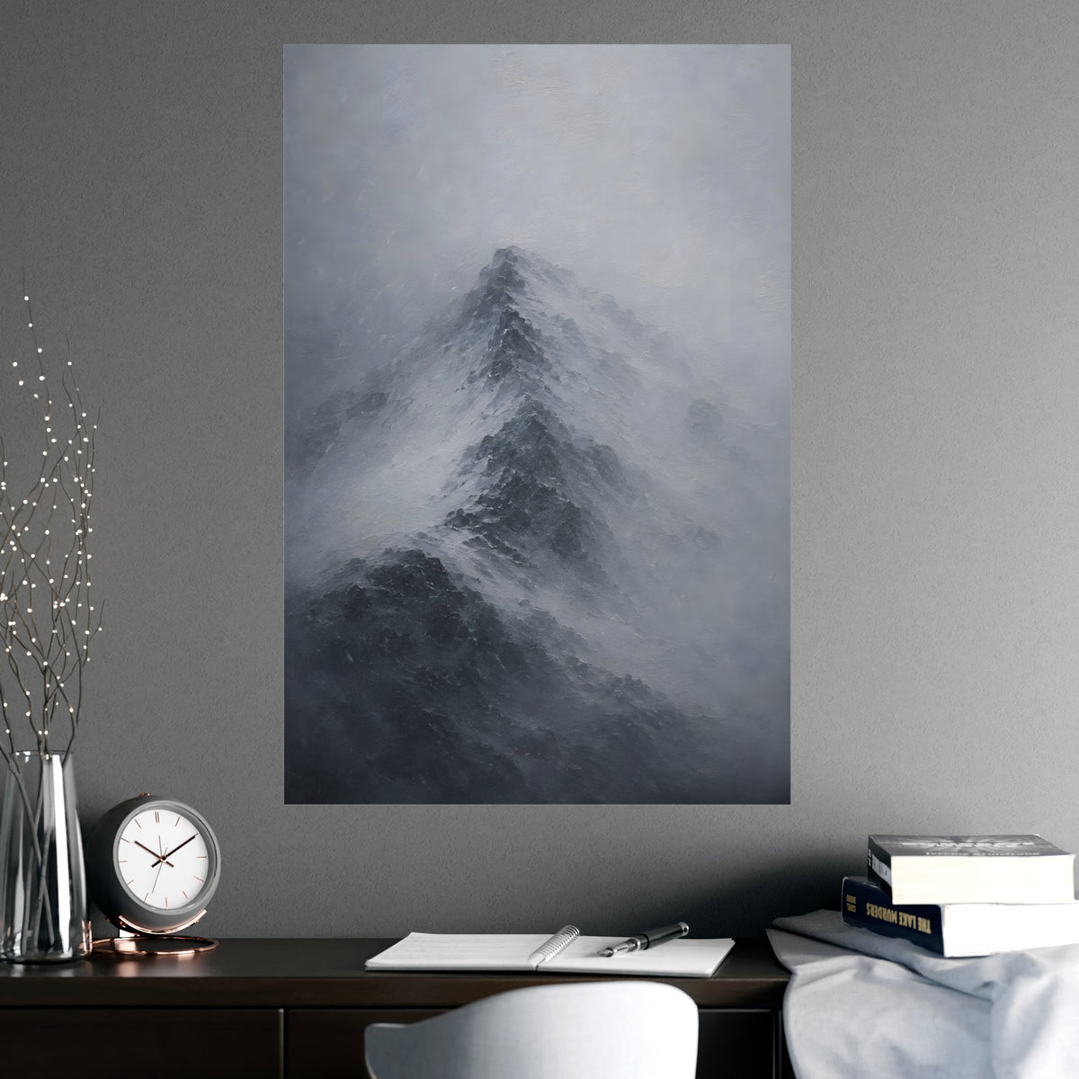 Through the Snow — through the snow, shown framed on a wall