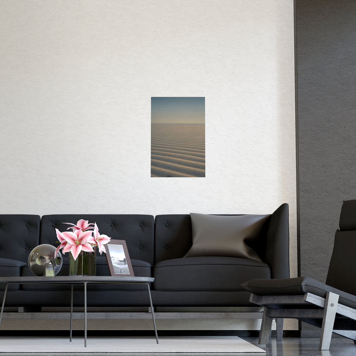 Sand, Ribbed — sand, ribbed, shown framed on a wall