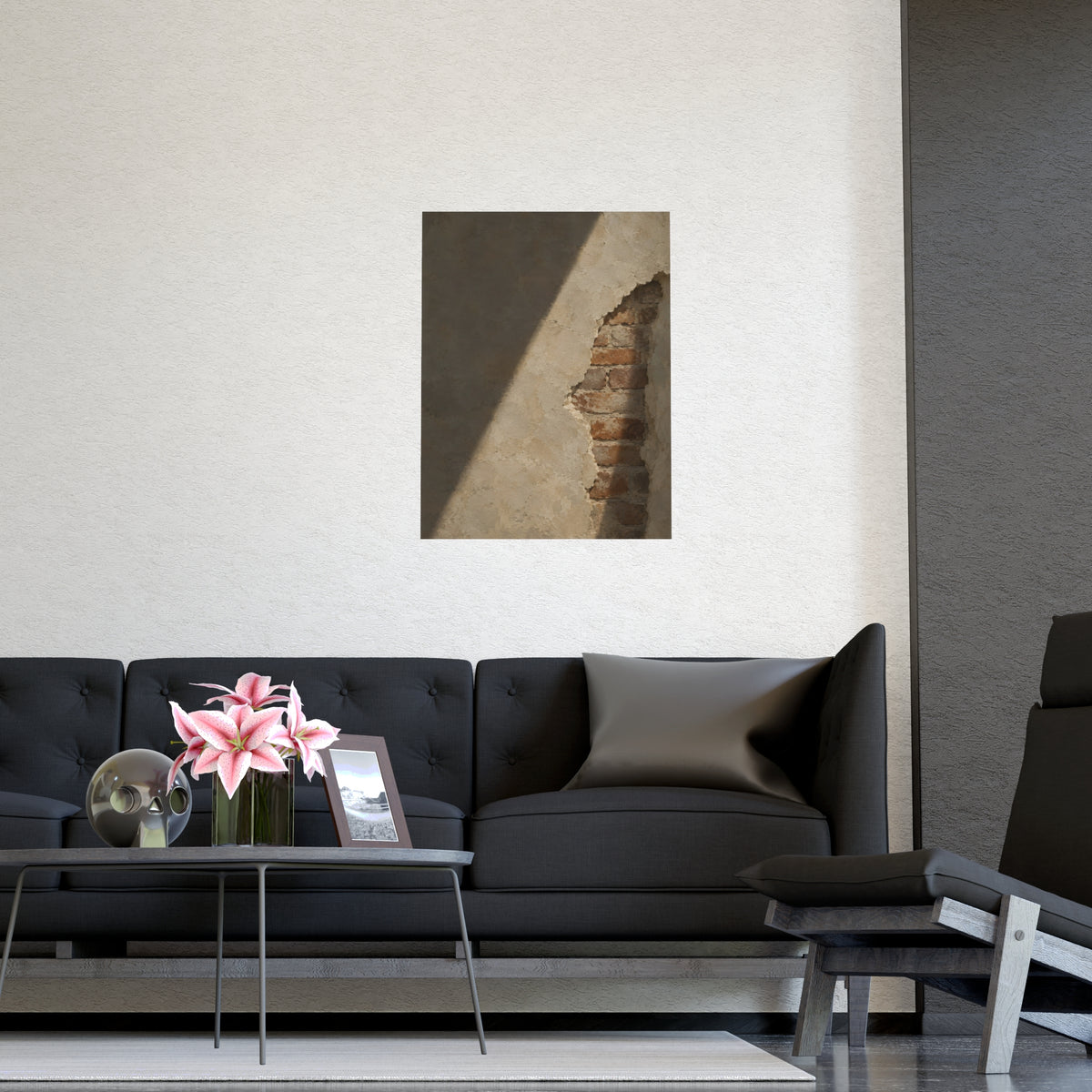 Where the Plaster Fell — where the plaster fell, shown framed on a wall