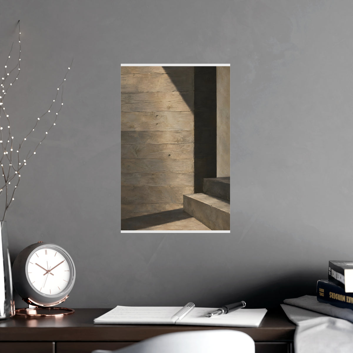 Board-Formed — board-formed, shown framed on a wall
