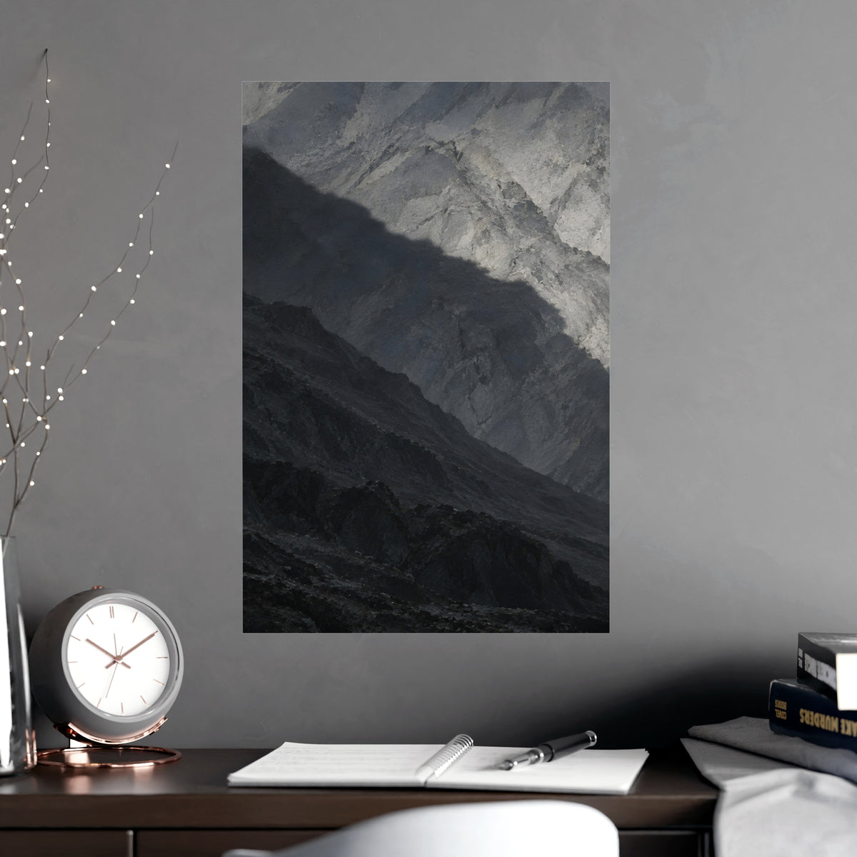 The Shadow of a Mountain — the shadow of a mountain, shown framed on a wall