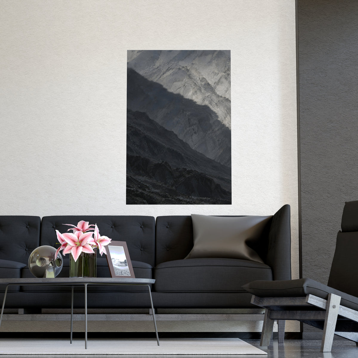 The Shadow of a Mountain — the shadow of a mountain, shown framed on a wall
